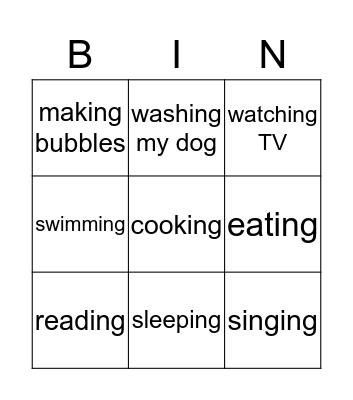 ____를 하고 있는: ___ ing Bingo Card