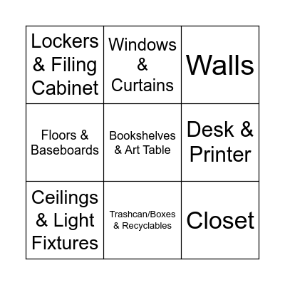 Library/Art Room Bingo Card