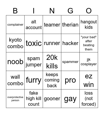tsb bingo Card