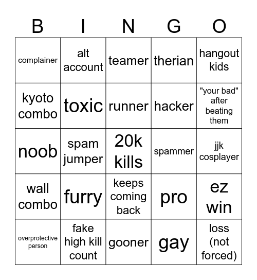 tsb bingo Card
