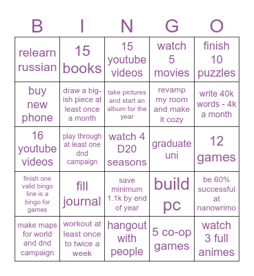 2025 Bingo Card
