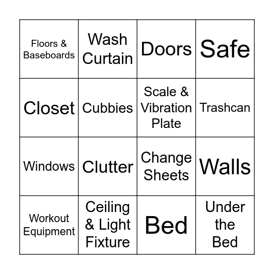 Guest Room Bingo Card