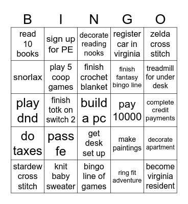 2025!!!!!!!! Bingo Card