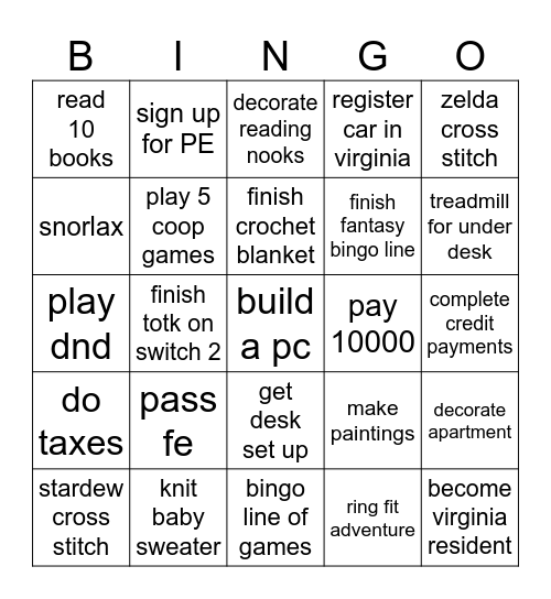 2025!!!!!!!! Bingo Card
