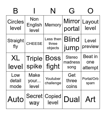 Recent tab bingo Card