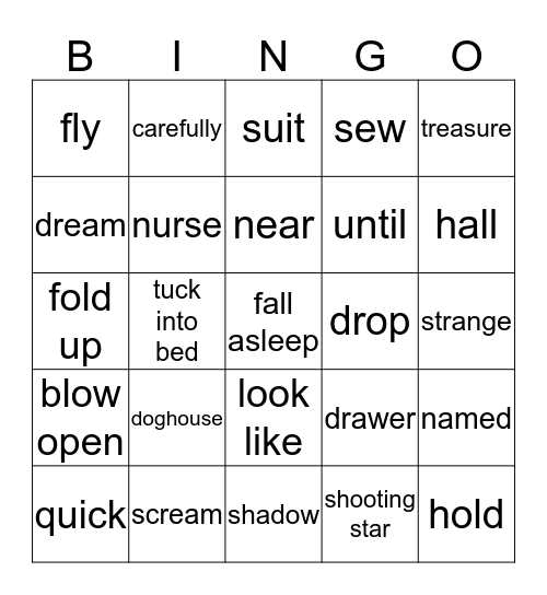 Peter Pan Vocab Bingo 1 Bingo Card