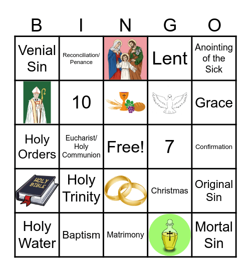 CCD Review Bingo Card