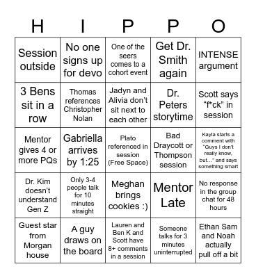 Augustine Bingo Card