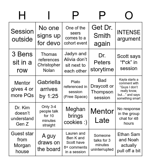 Augustine Bingo Card