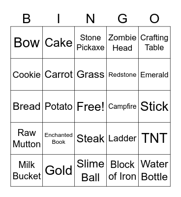Minecraft Bingo Card