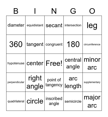 Vocabulary Bingo Card
