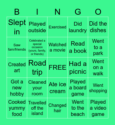 ~*Back from Spring Break BINGO!*~ Bingo Card
