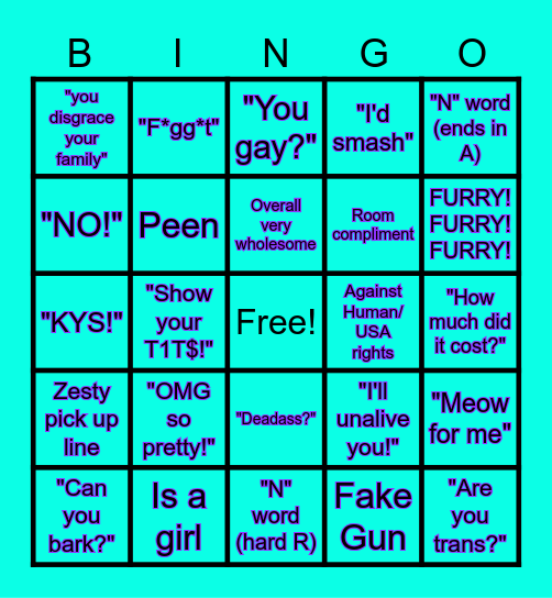Luna Omegle Bingo Card
