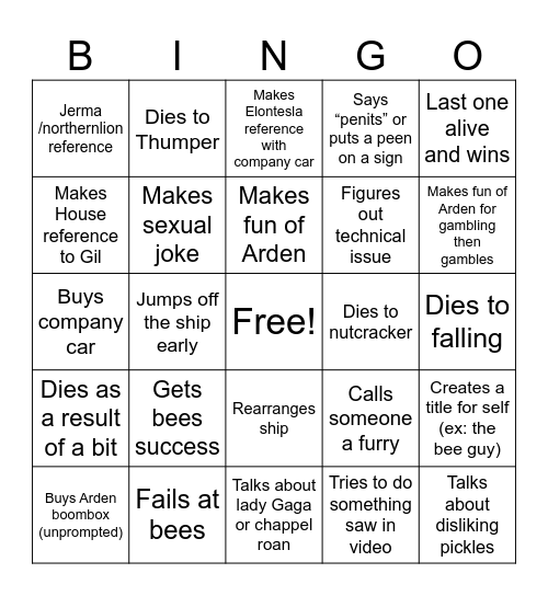 Colingo Bingo Card