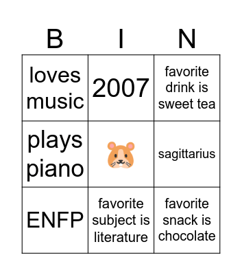 sixsense Bingo Card
