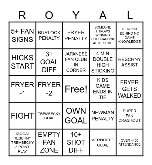 ROYALS 2025 PLAYOFFS Bingo Card
