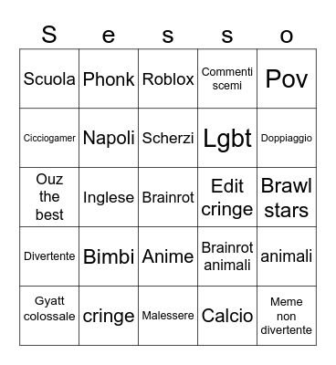 Yt shorts 1 Bingo Card