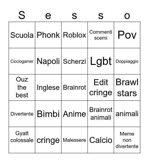 Yt shorts 1 Bingo Card