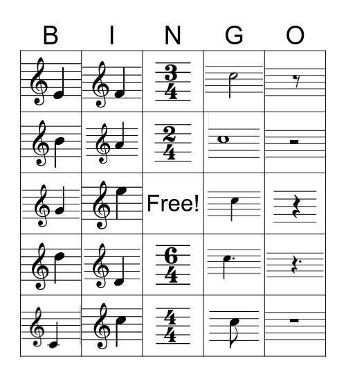 Music Bingo Card