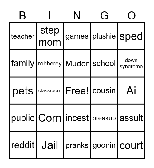 Confession Bingo Card