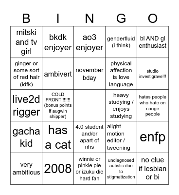 how similar are we? Bingo Card