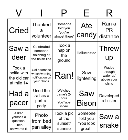 Viper Bingo Card