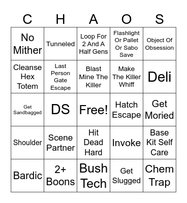Chaos Shuffle Bingo Card