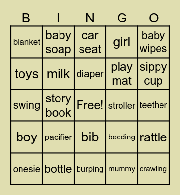 BABY BINGO Card