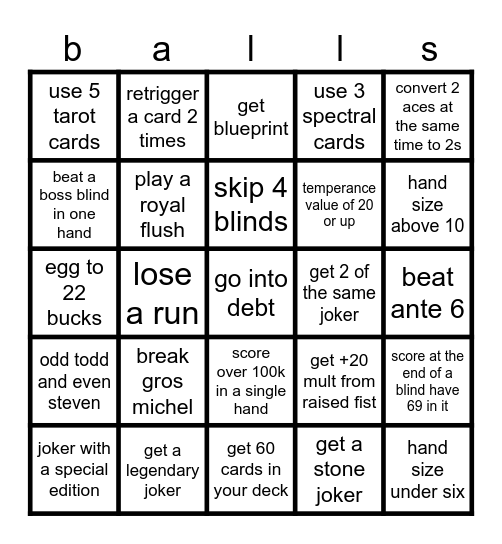 ballstro bingo Card