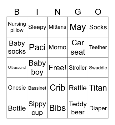 Oh Baby! Bingo Card