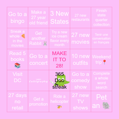 Birthday Bingo Card