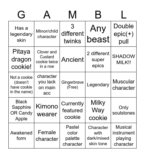 CRK PULLS BINGO CARD! Bingo Card