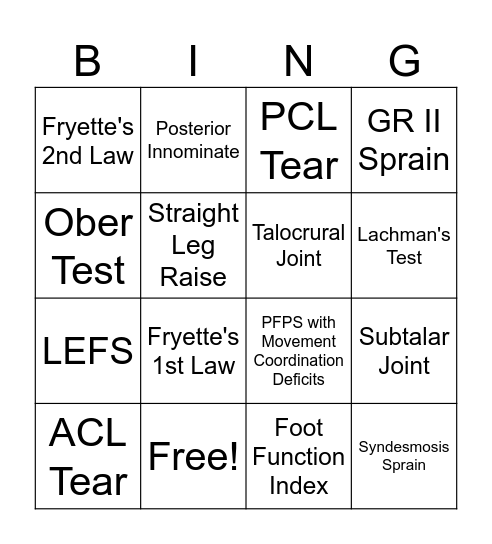Garlo Bingo Card