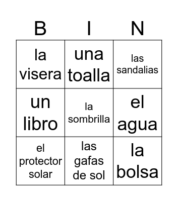 La Playa Bingo Card