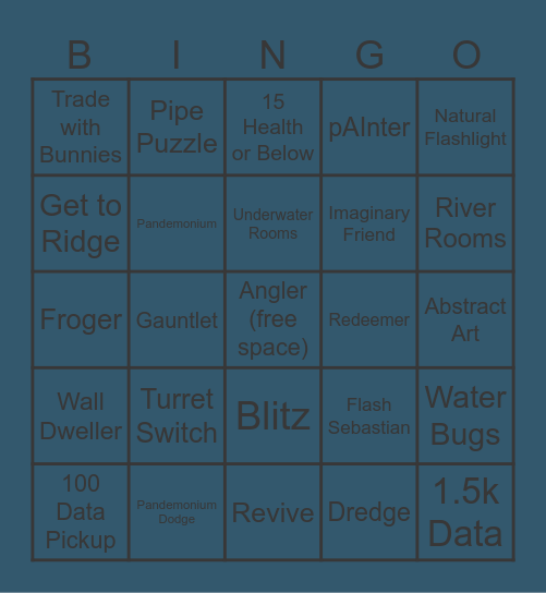 Pressure Bingo Card