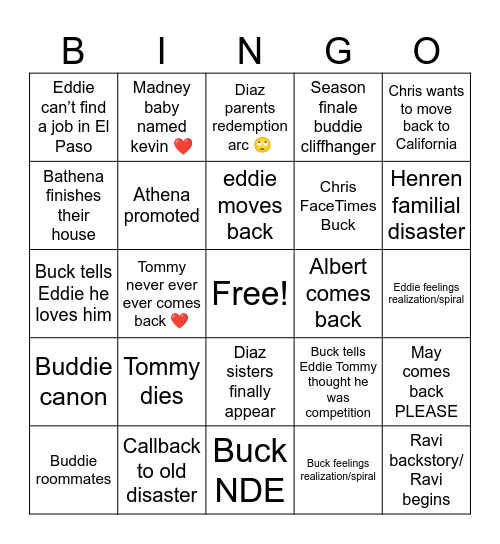 911 8B Bingo Card