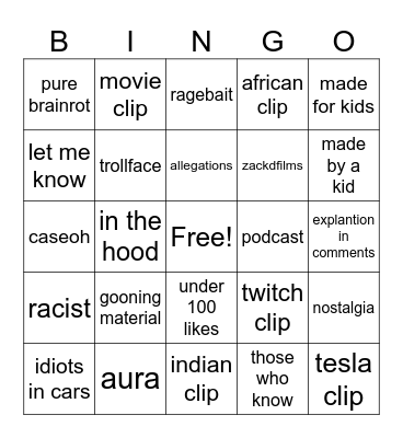 me and fems board Bingo Card