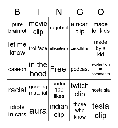 me and fems board Bingo Card