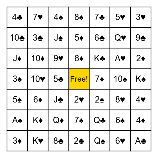 Card Bingo! Bingo Card