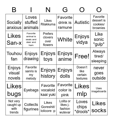 Cami bingo ( ´ · ω · ` ) Bingo Card