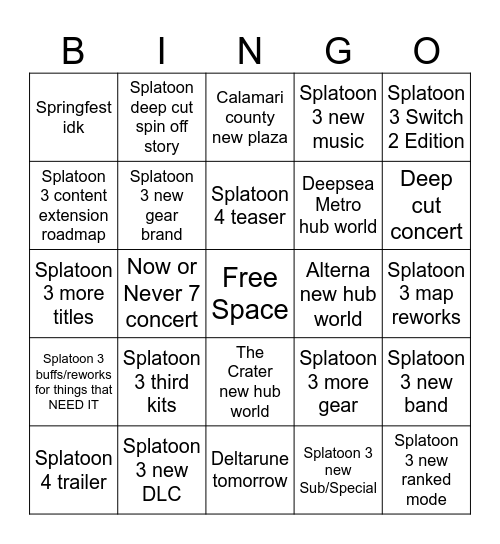 Nintendo Switch 2 Bingo Card