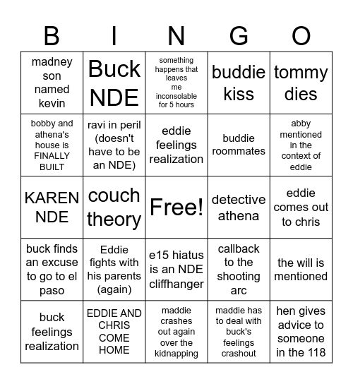 911 Remainder of 8B Bingo Card