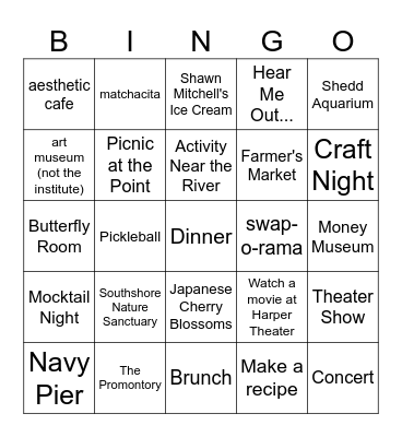 Spring Quarter Bingo Card