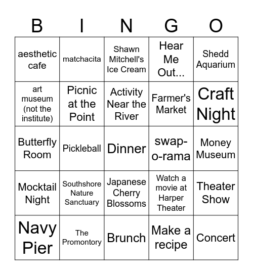 Spring Quarter Bingo Card