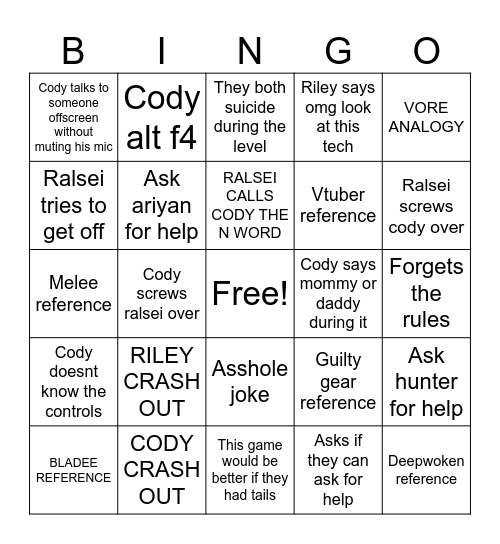 RALSEI AND CODY PORTAL 2 Bingo Card