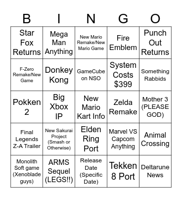 4/2/25 Switch 2 Direct Bingo Card