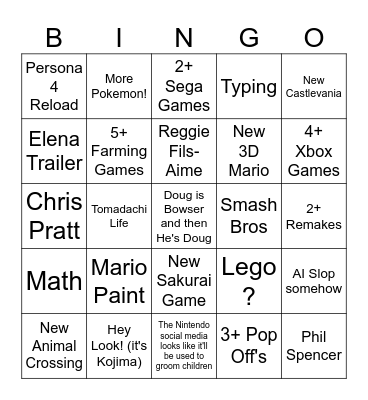 Switch 2 BINGO Card