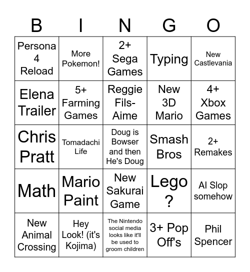Switch 2 BINGO Card