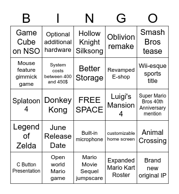 Switch 2 Direct Bingo Card
