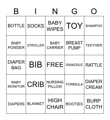 BABY GIFT Bingo Card